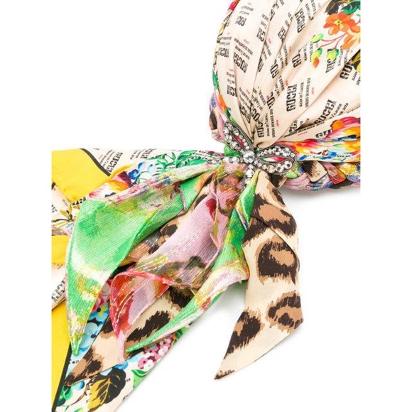 Gucci Invite And Floral Print Silk Turban NWT - Picture 3 of 16